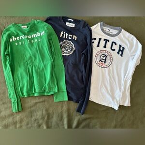 Abercrombie & Fitch Kids Green, Navy, and White Long Sleeve Shirts